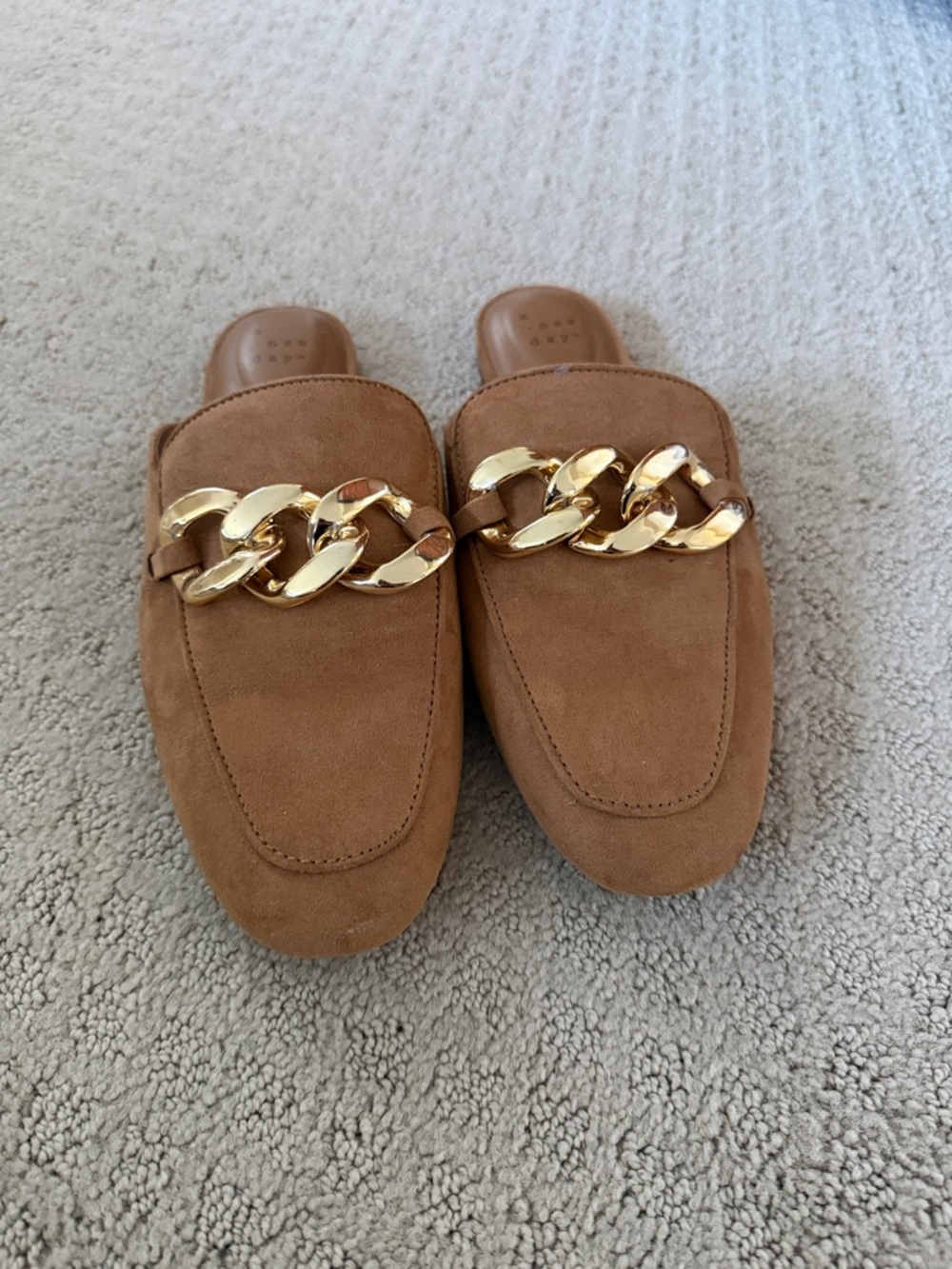 a new day Tan Suede Chain-Trim Mules